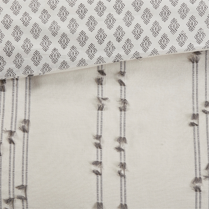 INK+IVY Kara 3-Piece Contemporary Cotton Jacquard Duvet Cover Set in Ivory