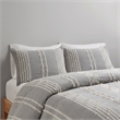 INK+IVY Kara 3-Piece Contemporary Cotton Jacquard Duvet Cover Set - Gray