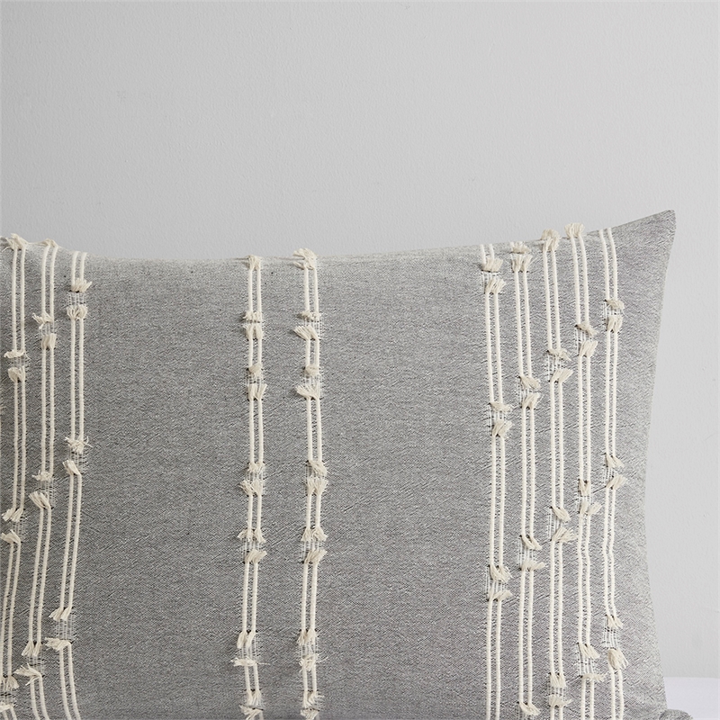 INK+IVY Kara 3-Piece Contemporary Cotton Jacquard Duvet Cover Set - Gray
