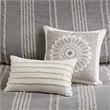 INK+IVY Kara 3-Piece Contemporary Cotton Jacquard Duvet Cover Set - Gray