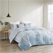 N Natori Brush Stroke 4-Piece Reversible Seersucker Comforter Set in Blue Finish