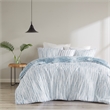 N Natori Brush Stroke 4-Piece Reversible Seersucker Comforter Set in Blue Finish