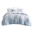 N Natori Brush Stroke 4-Piece Reversible Seersucker Comforter Set in Blue Finish