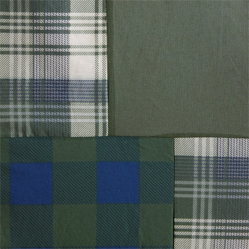 Woolrich Mill Creek Cotton Pieced and Embroidered Shower Curtain in Green