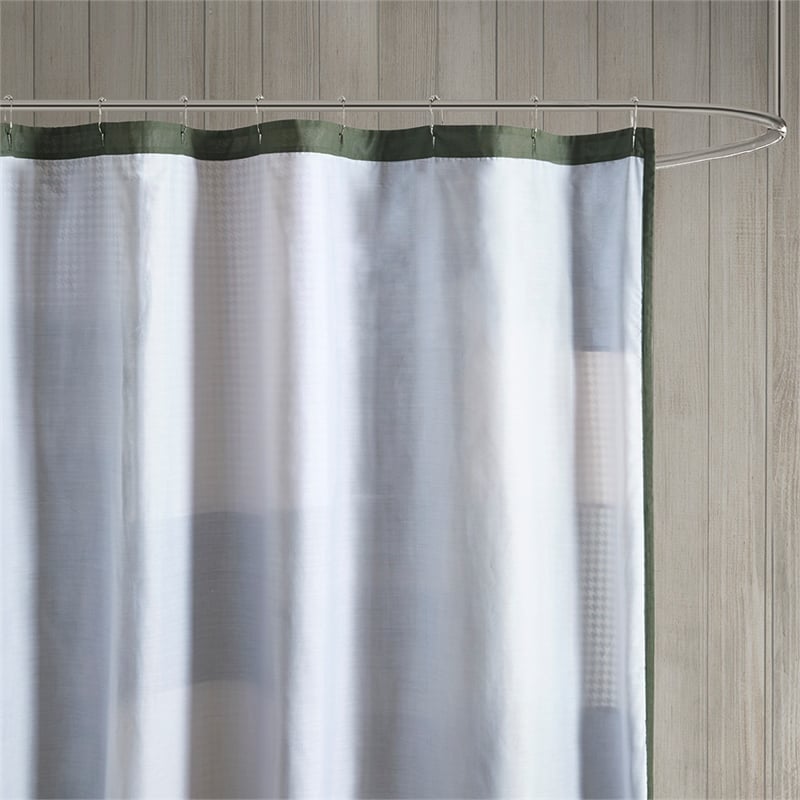 Woolrich Mill Creek Cotton Pieced and Embroidered Shower Curtain in Green
