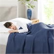 Beautyrest Waffle Weave Contemporary Cotton Blanket in Indigo Blue