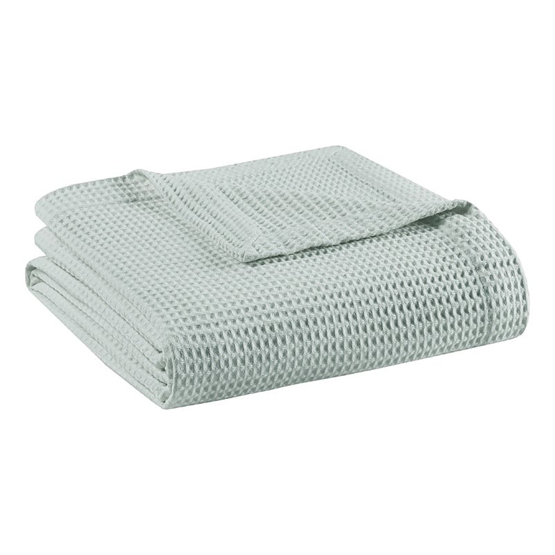 Beautyrest Waffle Weave Contemporary Cotton Blanket in Aqua Blue