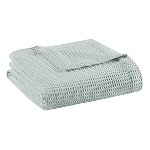 Beautyrest Waffle Weave Contemporary Cotton Blanket in Aqua Blue
