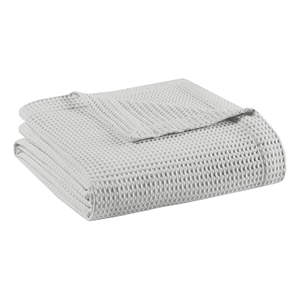 Beautyrest Waffle Weave 90x90&quot Contemporary Cotton Blanket in Gray Finish