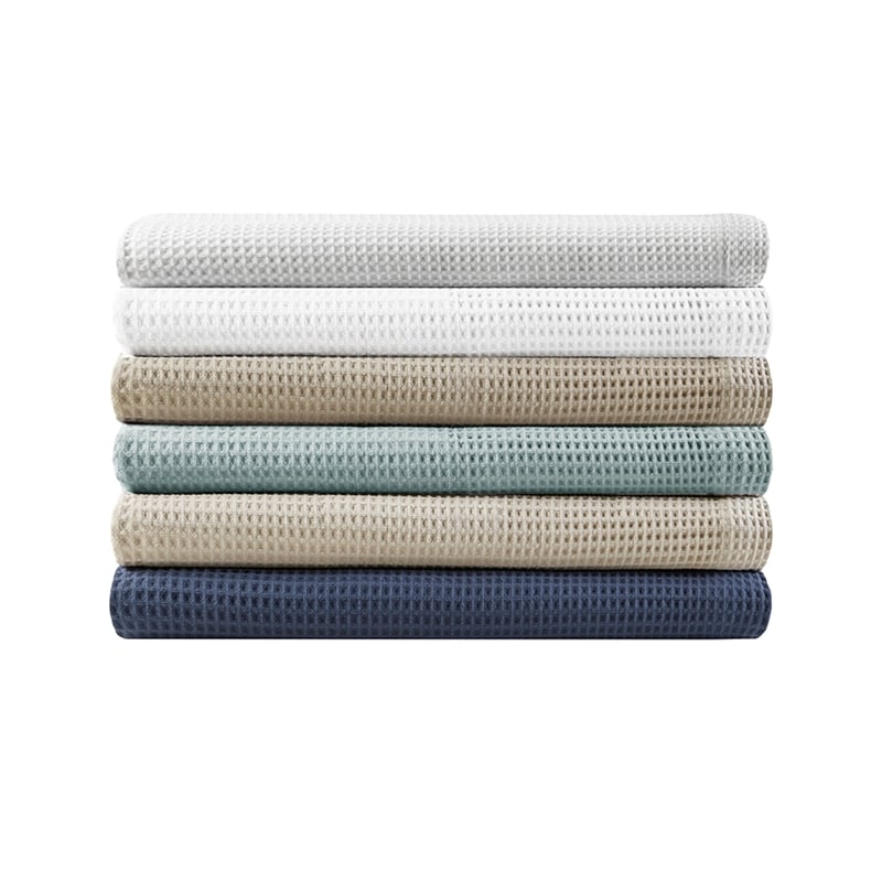 Beautyrest Waffle Weave Contemporary Cotton Blanket in Gray Finish