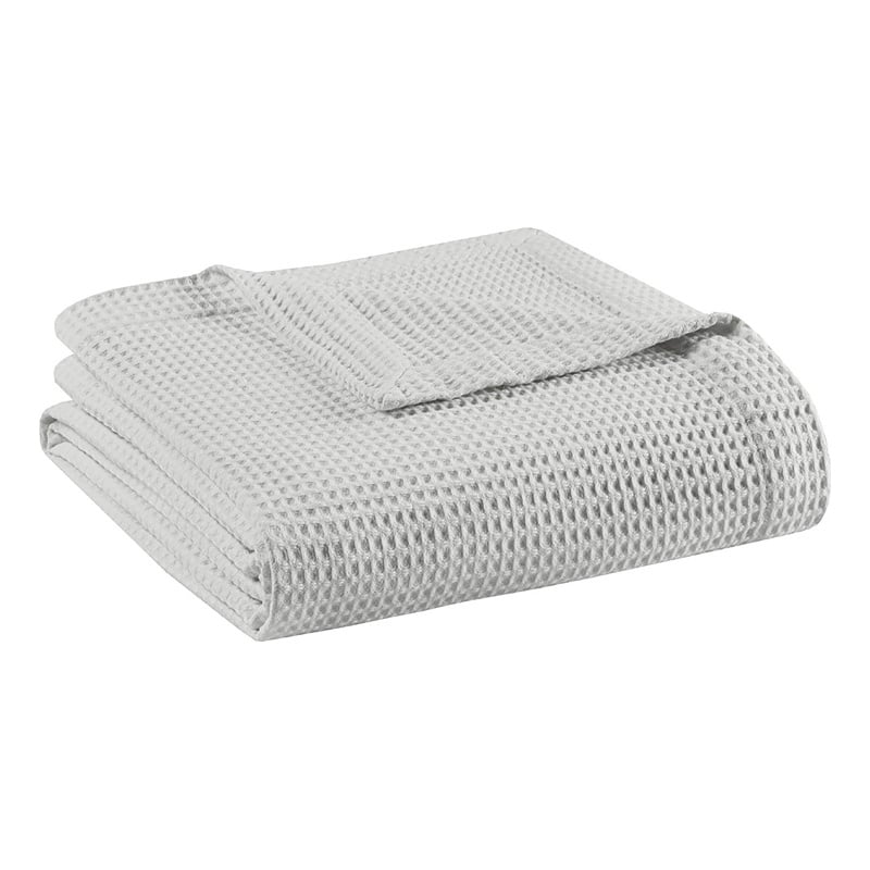 Beautyrest Waffle Weave Contemporary Cotton Blanket in Gray Finish