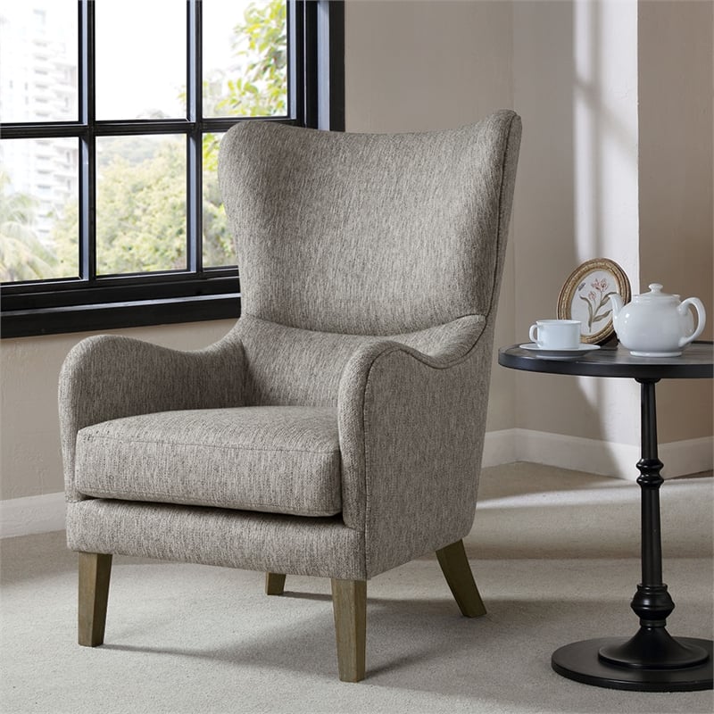 Madison Park Arianna Swoop Wing Chair in Grey