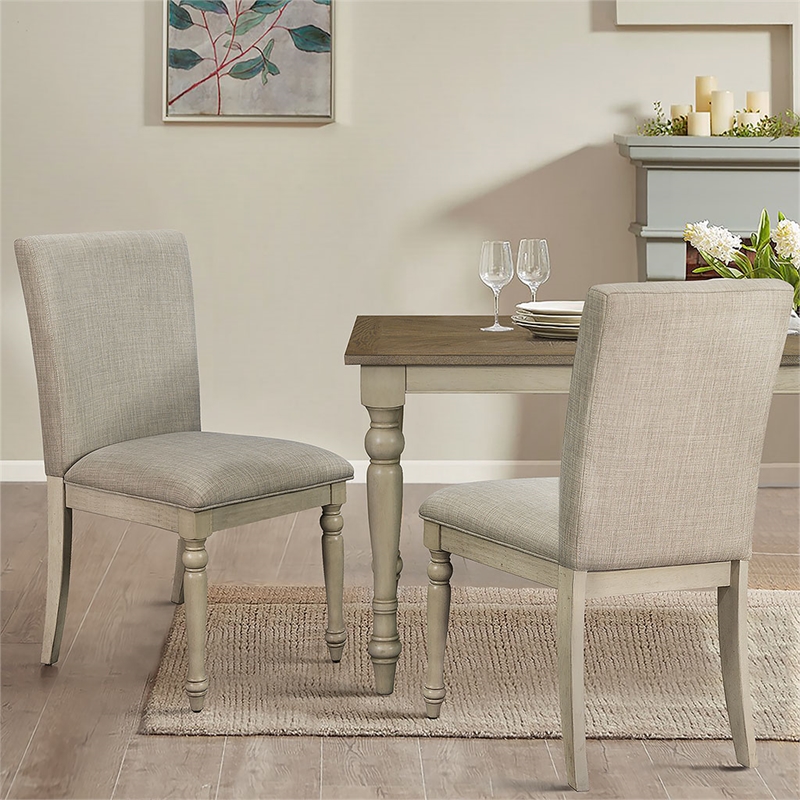 Martha Stewart Fiona Upholstered Dining Chair Set of 2 in Light Grey