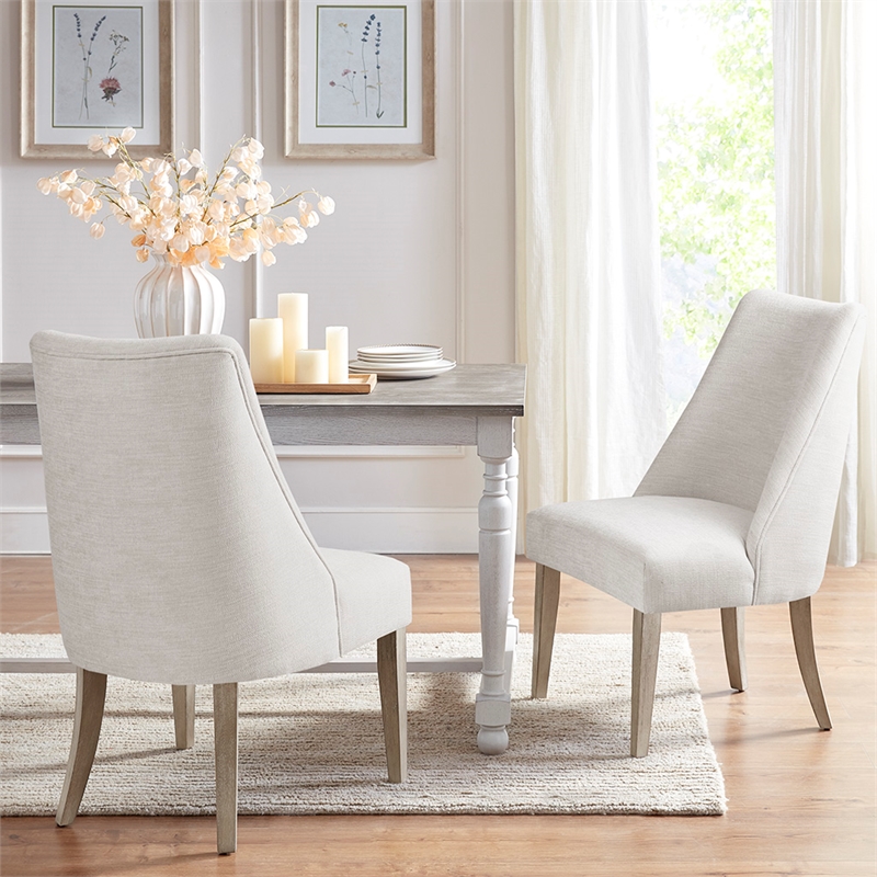 Martha Stewart Winfield Upholstered Dining chair Set of 2 in Ivory