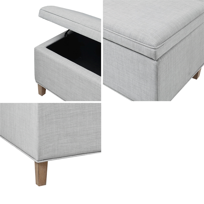 Martha Stewart Caymus Rectangular Soft Close Storage Bench in Light Grey