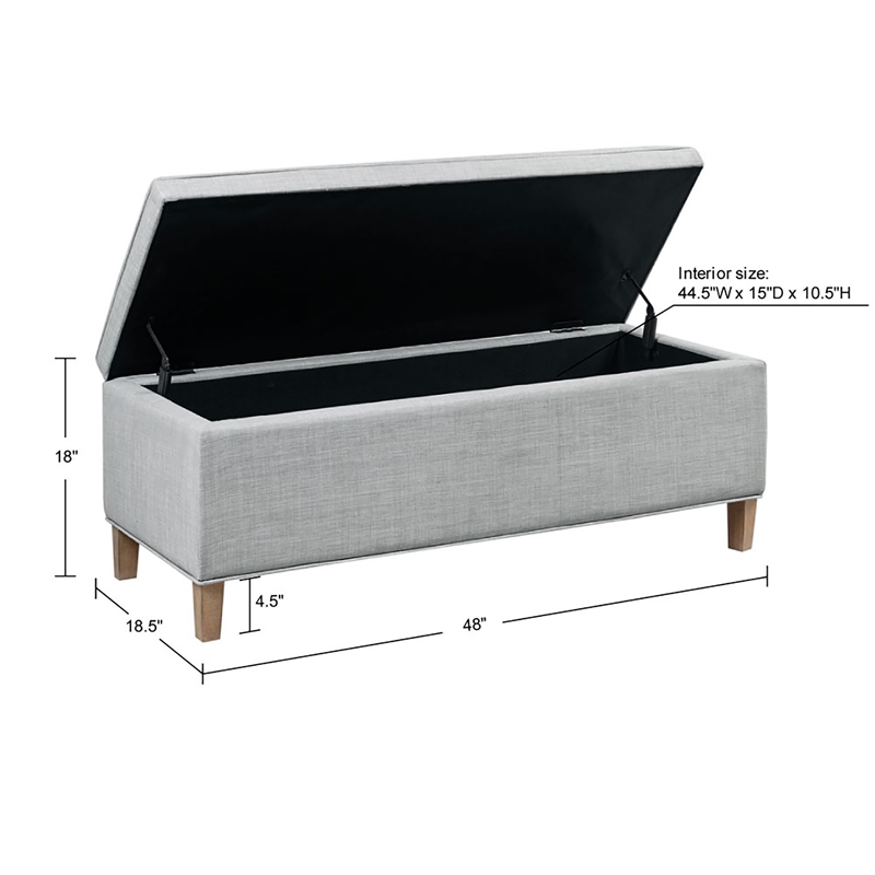 Martha Stewart Caymus Rectangular Soft Close Storage Bench in Light Grey