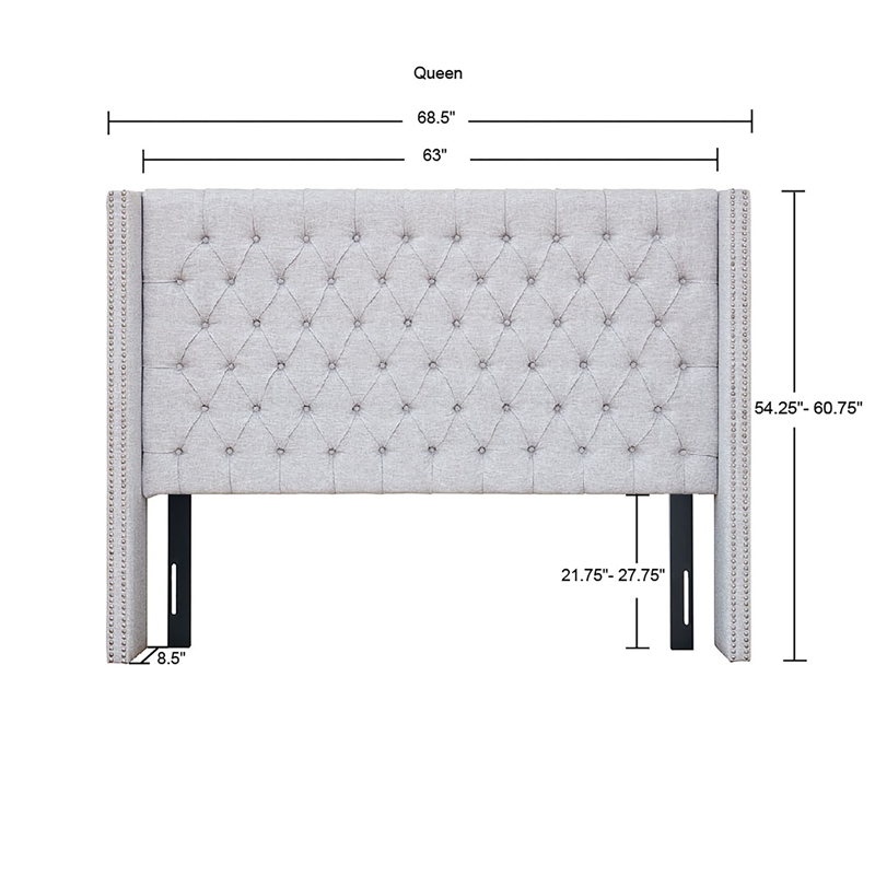 Madison Park Amelia Upholstery Headboard in Grey