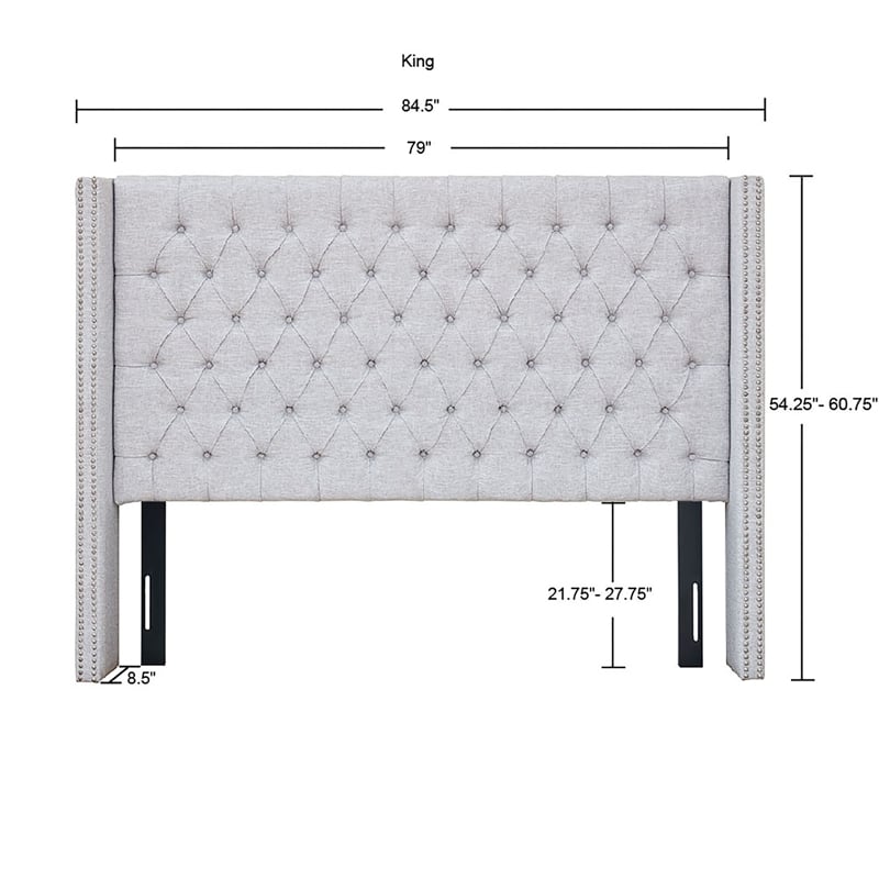 Madison Park Amelia Upholstery Headboard in Grey