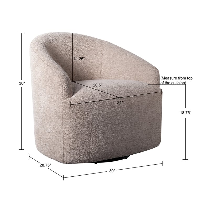 INK+IVY Bonn Upholstered 360 Degree Swivel Chair in Ivory
