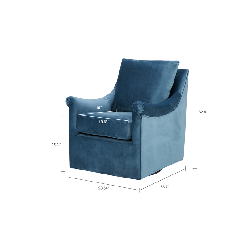 Madison Park Deanna Upholstered Swivel Accent Chair in Blue