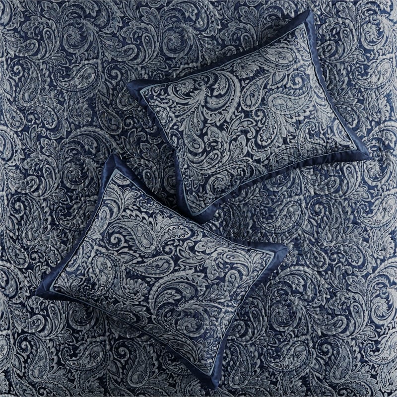 Madison Park Aubrey 5-Piece Cotton Reversible Jacquard Bedspread Set - Navy