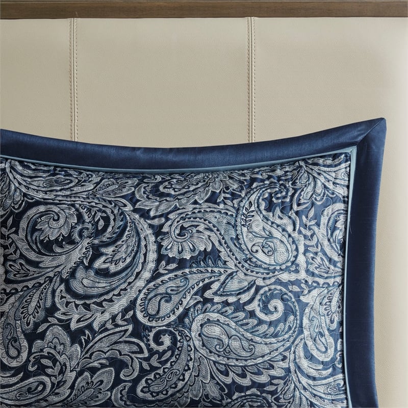 Madison Park Aubrey 5-Piece Cotton Reversible Jacquard Bedspread Set - Navy