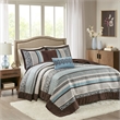Madison Park Princeton 5-Piece Cotton Reversible Jacquard Bedspread Set - Blue