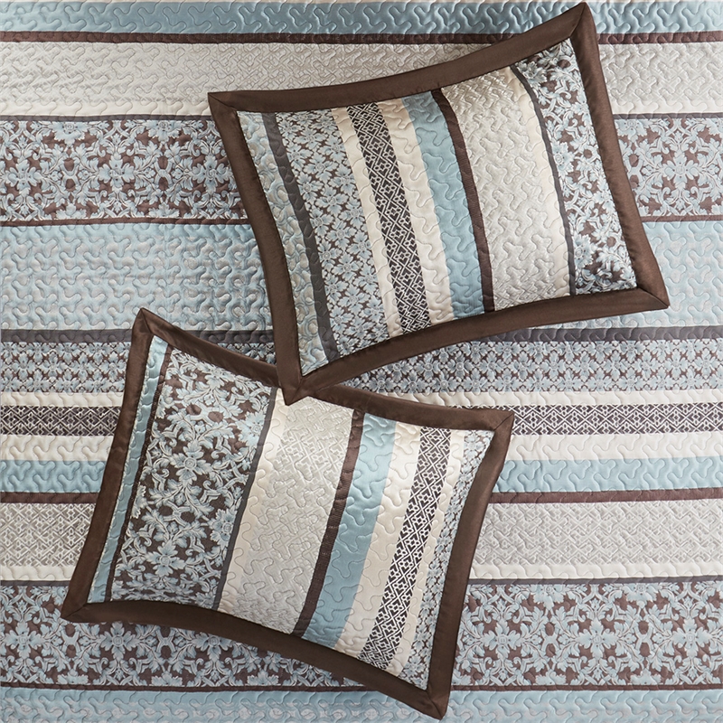 Madison Park Princeton 5-Piece Cotton Reversible Jacquard Bedspread Set - Blue
