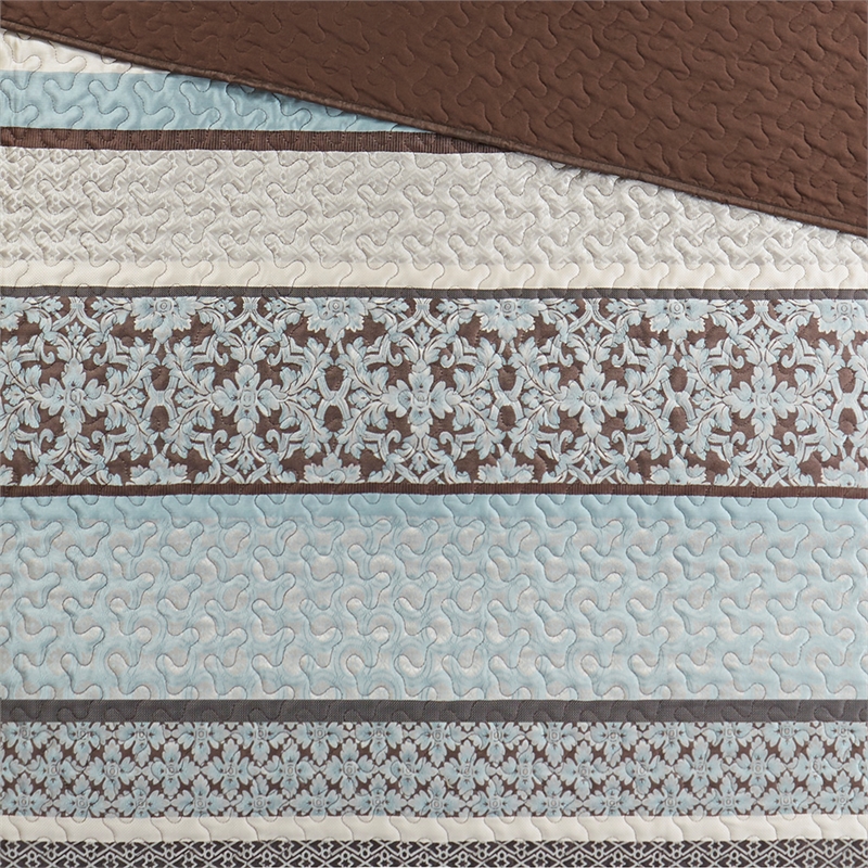 Madison Park Princeton 5-Piece Cotton Reversible Jacquard Bedspread Set - Blue