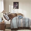 Madison Park Princeton 5-Piece Cotton Reversible Jacquard Bedspread Set in Blue