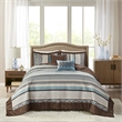 Madison Park Princeton 5-Piece Cotton Reversible Jacquard Bedspread Set in Blue