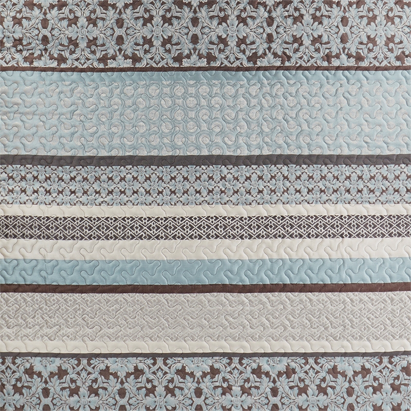 Madison Park Princeton 5-Piece Cotton Reversible Jacquard Bedspread Set in Blue