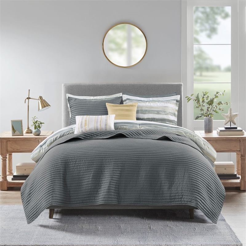 Madison Park Marina 8-Piece Seersucker Comforter and Coverlet Set - Yellow