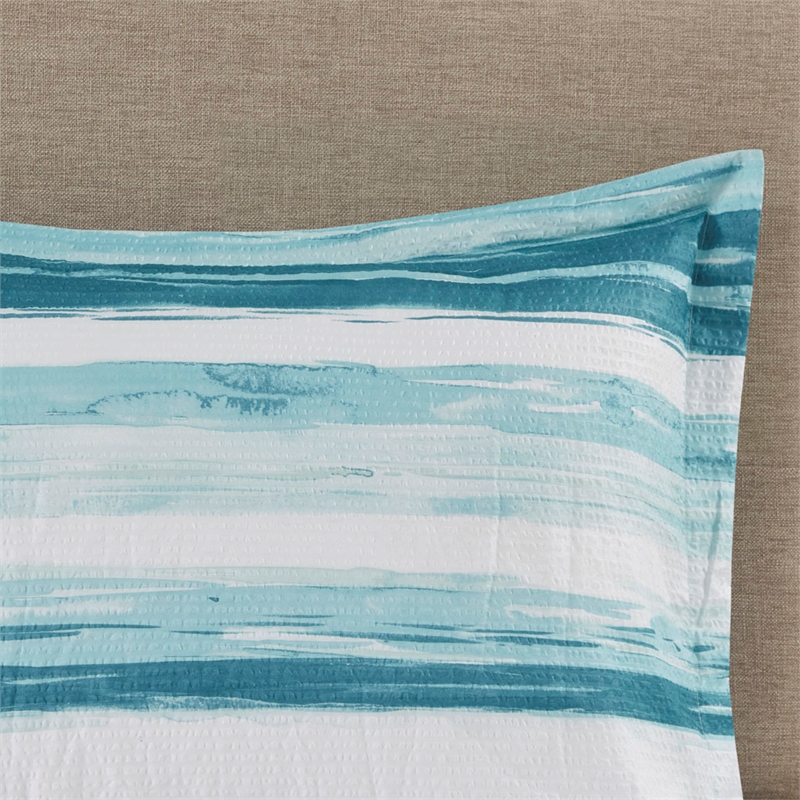 Madison Park Marina 8-Piece Seersucker Comforter and Coverlet Set - Blue