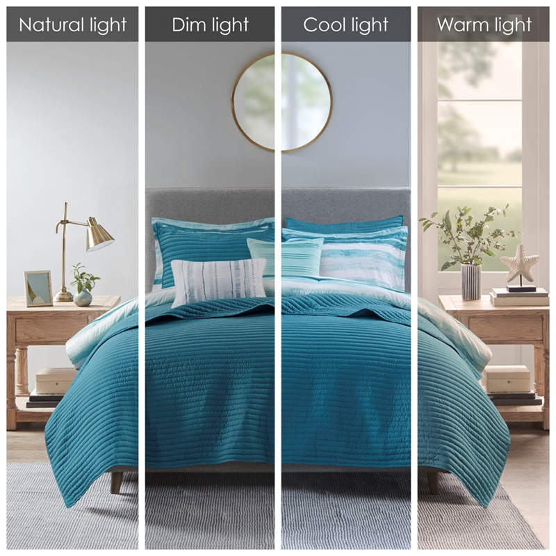 Madison Park Marina 8-Piece Seersucker Comforter and Coverlet Set - Blue