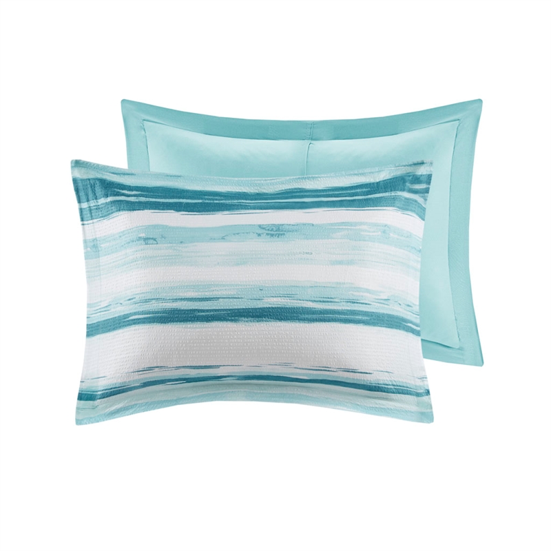 Madison Park Marina 8-Piece Seersucker Comforter and Coverlet Set - Blue