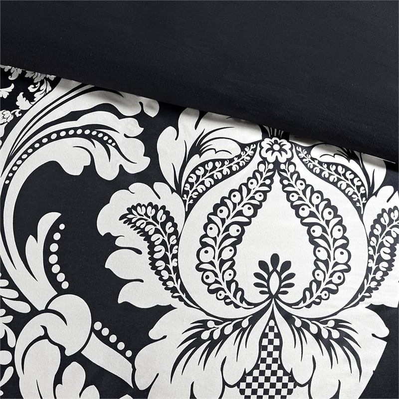 Madison Park Vienna 7-Piece Transitional Cotton Printed Comforter Set - Black