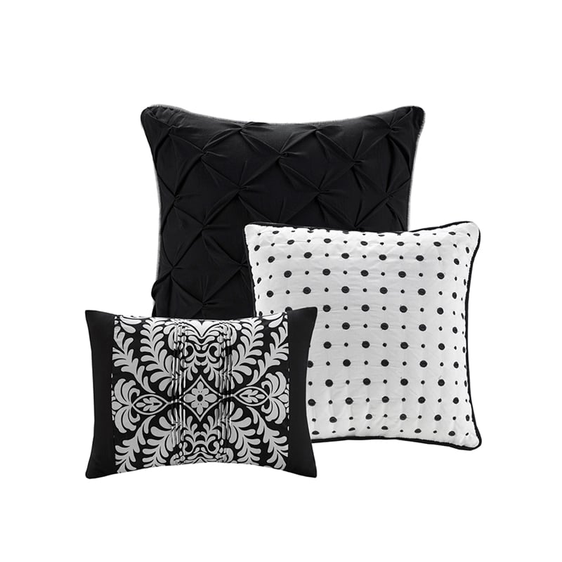 Madison Park Vienna 7-Piece Transitional Cotton Printed Comforter Set - Black