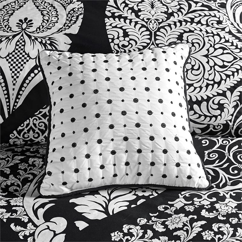 Madison Park Vienna 7-Piece Transitional Cotton Printed Comforter Set - Black