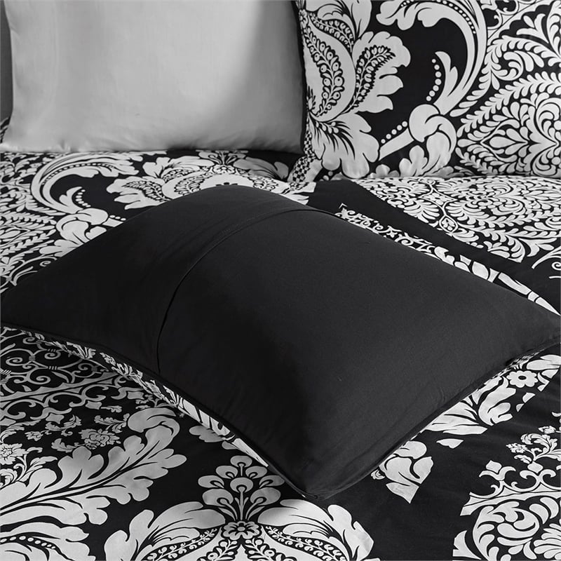 Madison Park Vienna 7-Piece Transitional Cotton Printed Comforter Set - Black