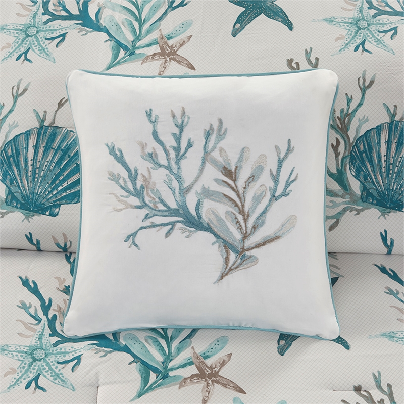 Madison Park Pebble Beach 7-Piece Cotton Sateen Comforter Set in Blue