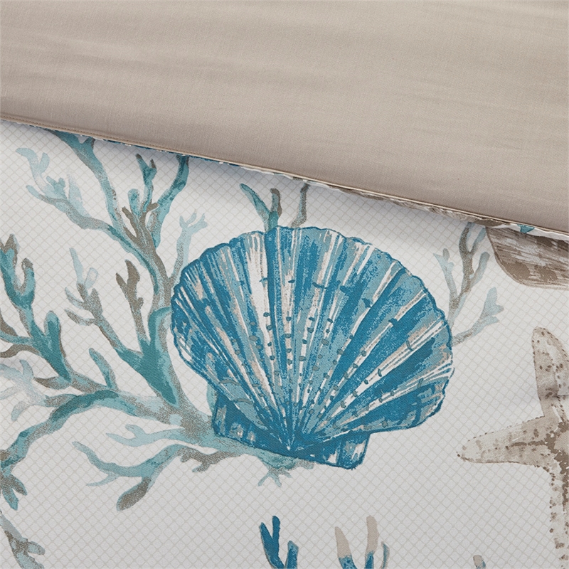 Madison Park Pebble Beach 7-Piece Cotton Sateen Comforter Set in Blue