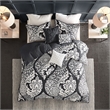 Madison Park Vienna 6-Piece Transitional Cotton Printed Duvet Cover Set in Black