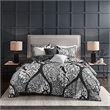 Madison Park Vienna 6-Piece Transitional Cotton Printed Duvet Cover Set in Black