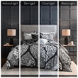 Madison Park Vienna 6-Piece Transitional Cotton Printed Duvet Cover Set in Black