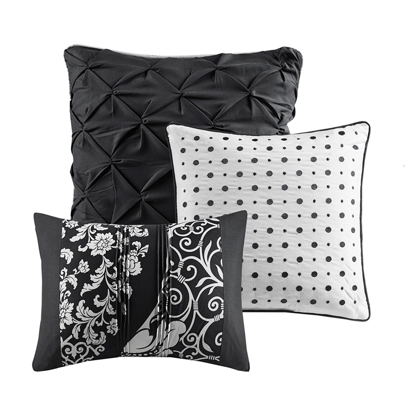 Madison Park Vienna 6-Piece Transitional Cotton Printed Duvet Cover Set in Black
