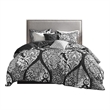 Madison Park Vienna 6-Piece Transitional Cotton Printed Duvet Cover Set in Black