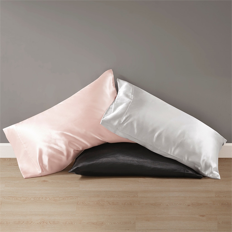 Madison Park Essentials Satin 2-Piece Modern Fabric Pillowcases in Pink