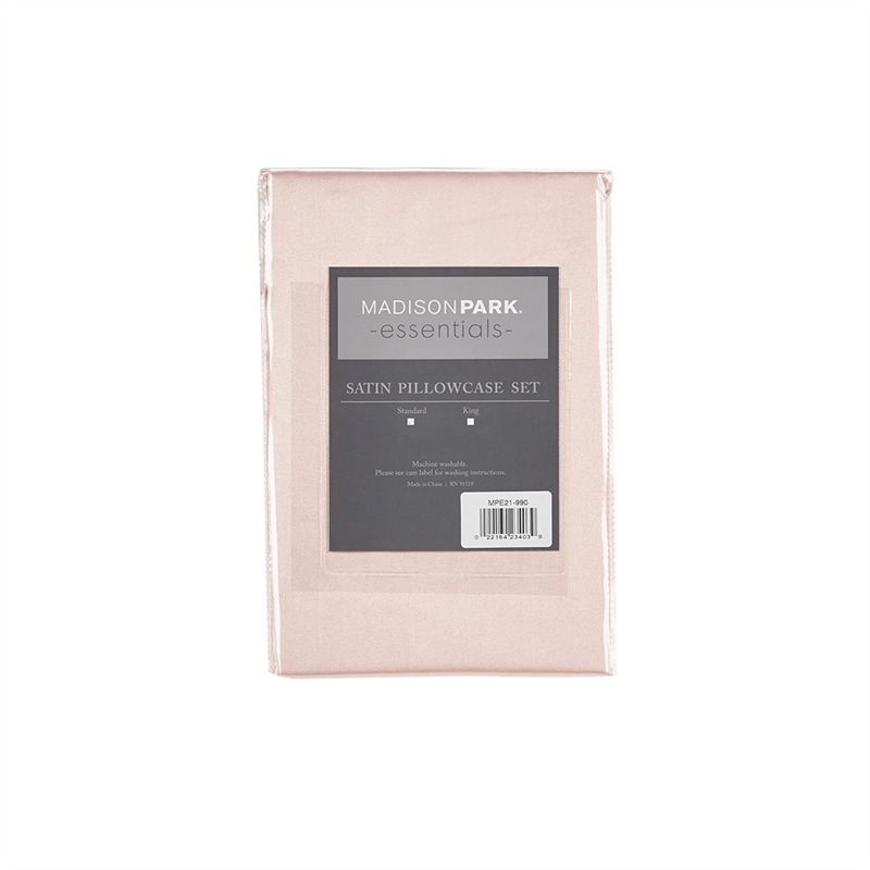 Madison Park Essentials Satin 2-Piece Modern Fabric Pillowcases in Pink