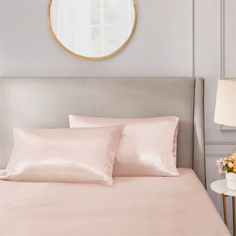 Madison Park Essentials Satin 2-Piece Modern Fabric Pillowcases in Pink